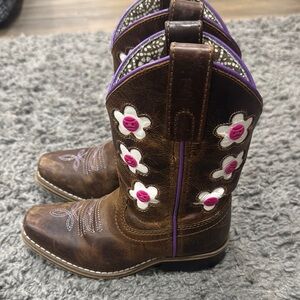 Dan Post Brown Cowboy Boots with Floral Design